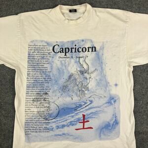 Blue Ocean T-Shirt Mens 3XL‎ White Capricorn Graphic Tee Horoscope Casual